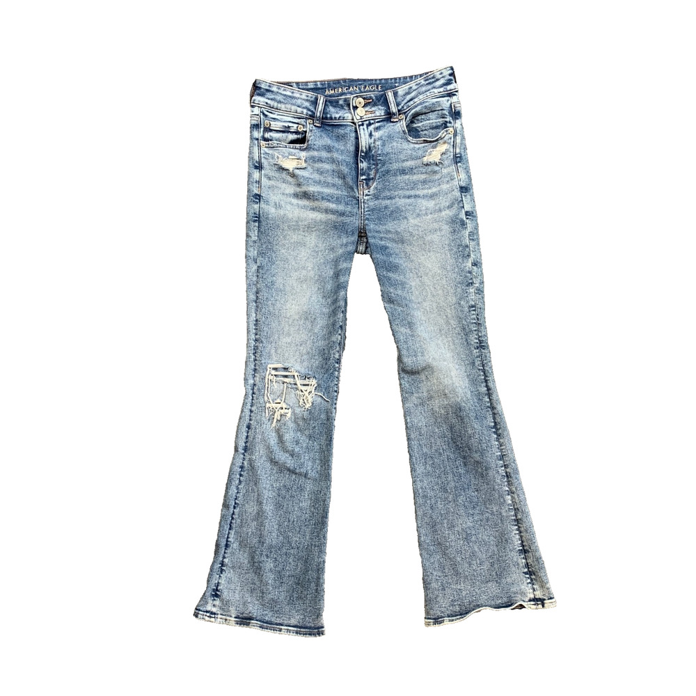 American Eagle Outfitters Jeans Womens 8 Short Artist Flare High Rise Distressed